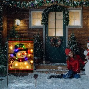 Christmas snowman garden flag